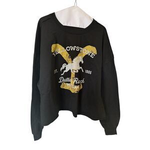 Yellowstone Dutton Ranch Black Cropped Unisex Sweatshirt Size 2X Loungewear